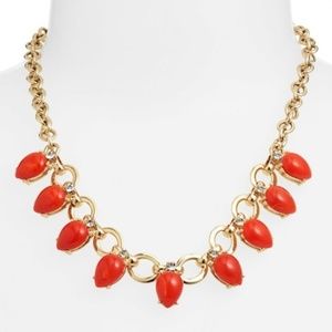 Batik Simple Stone Cyrstal Frontal Necklace RED